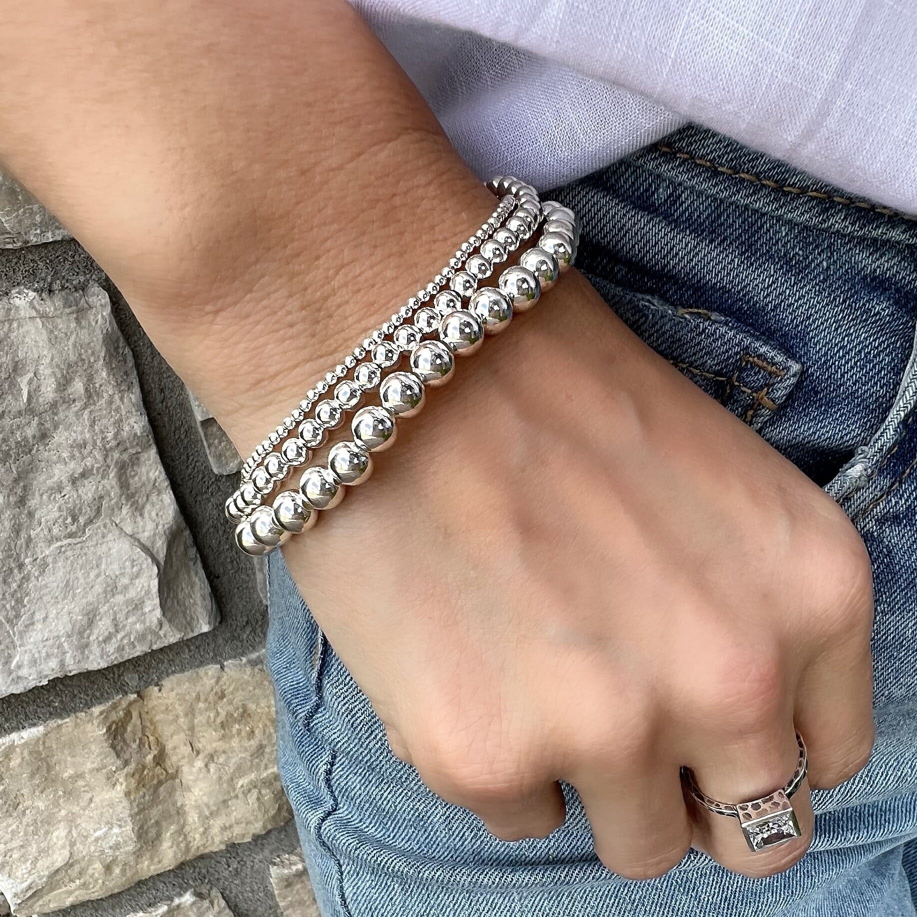 Beaded Stack Bracelet - 6mm - Image 4