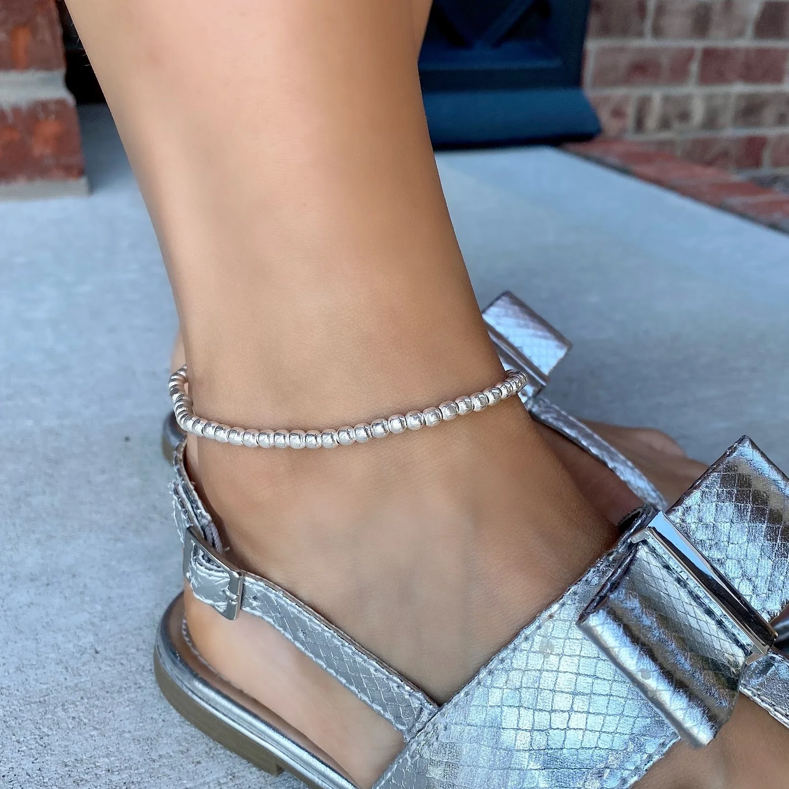 Beaded Stretch Anklet - 4mm - Image 2