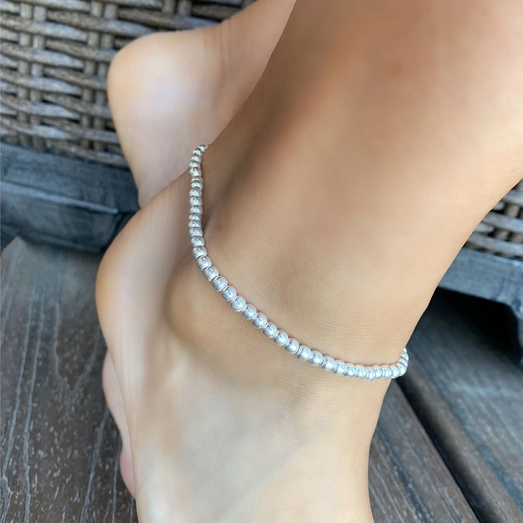Beaded Stretch Anklet - 4mm - Image 3