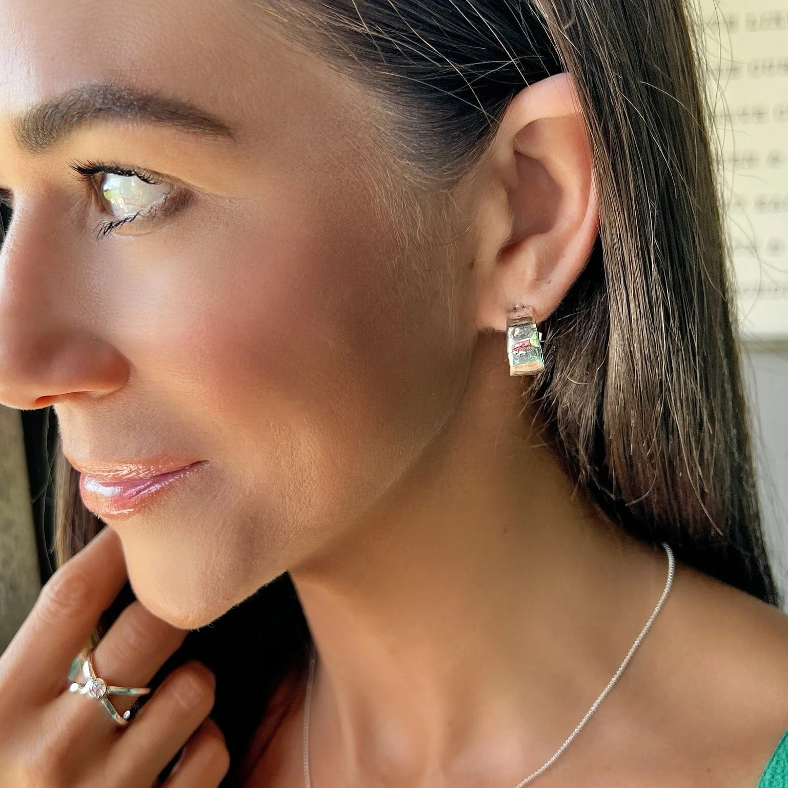 Dust & Silver Hoop Earrings - Image 2