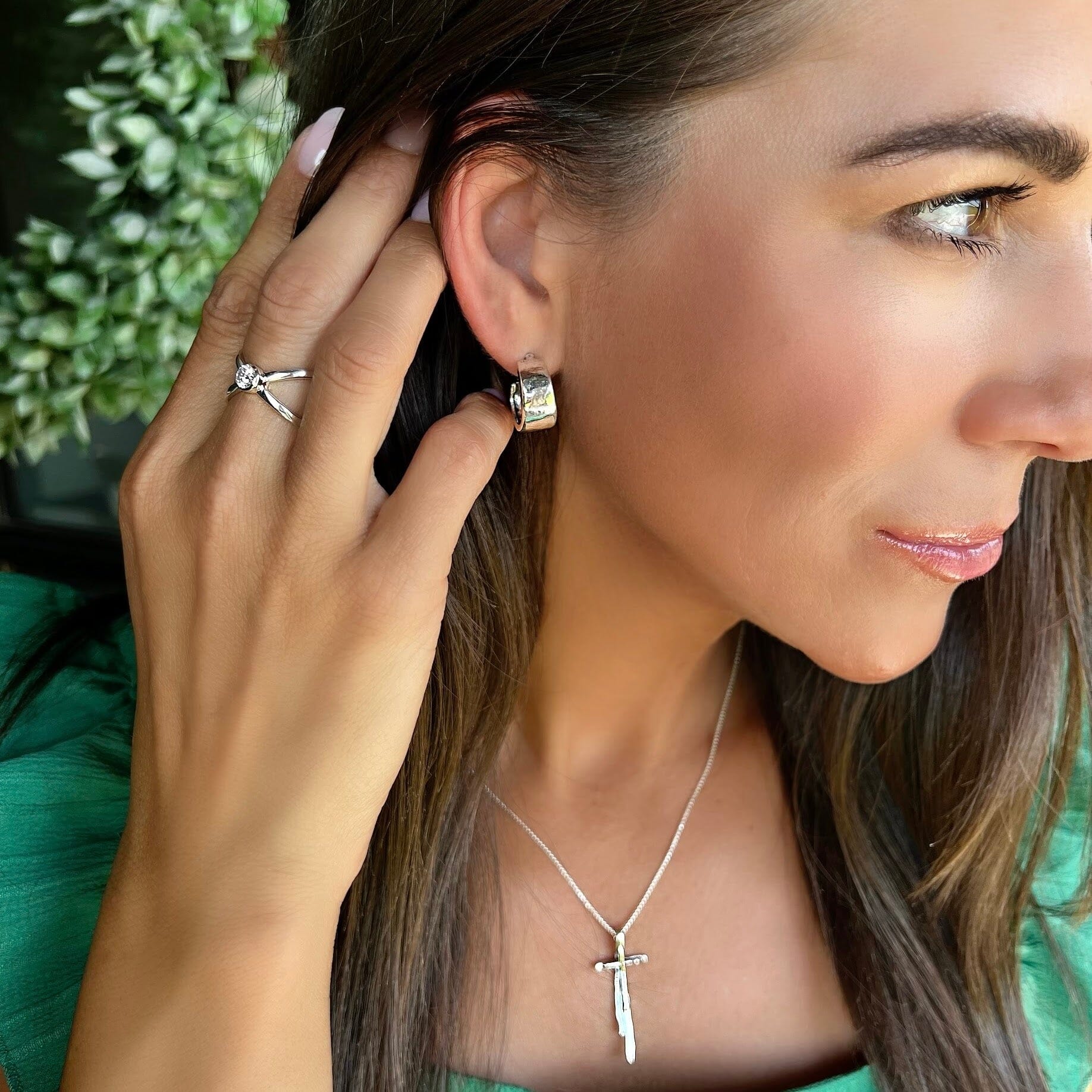 Dust & Silver Hoop Earrings - Image 5