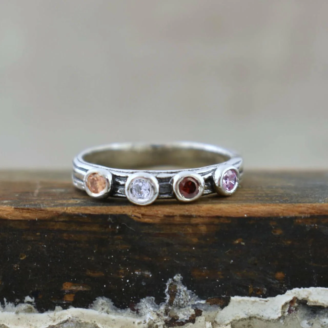Four Stone Stack Ring