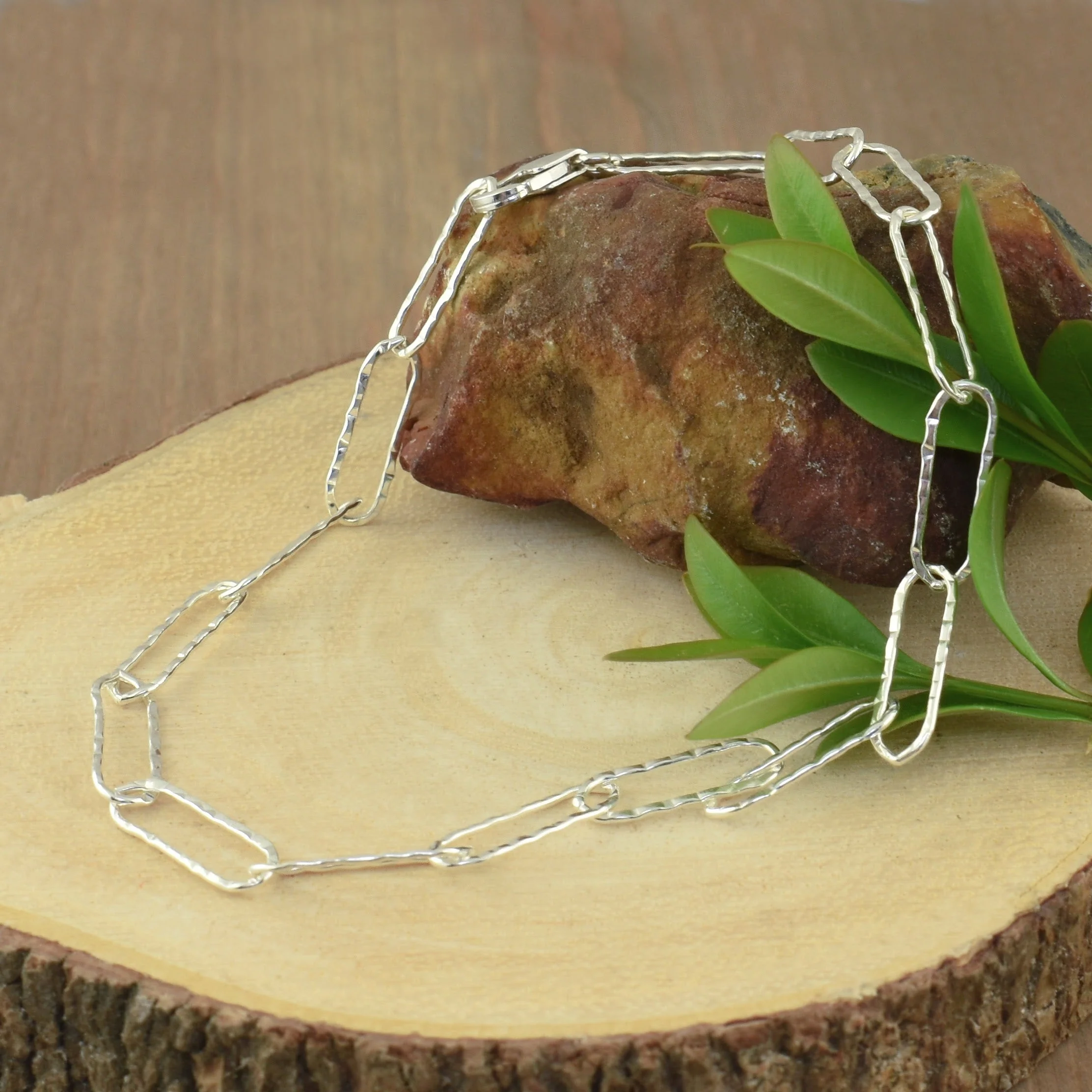 Hammered Paperclip Anklet