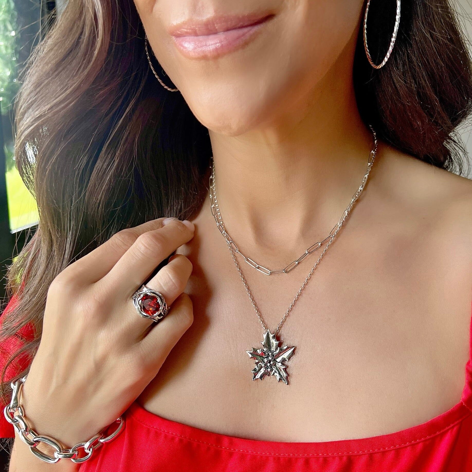 Holly Necklace - December Flower of the Month - Image 2