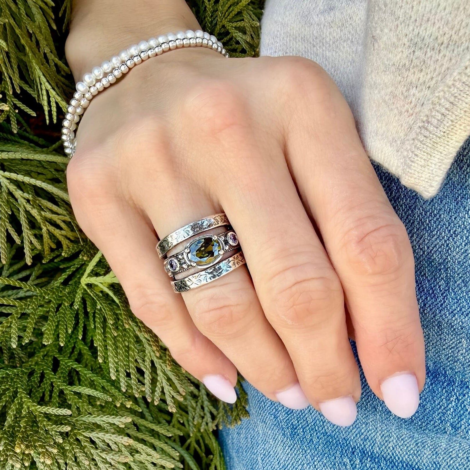 Olive and Orchid Ring - Image 2