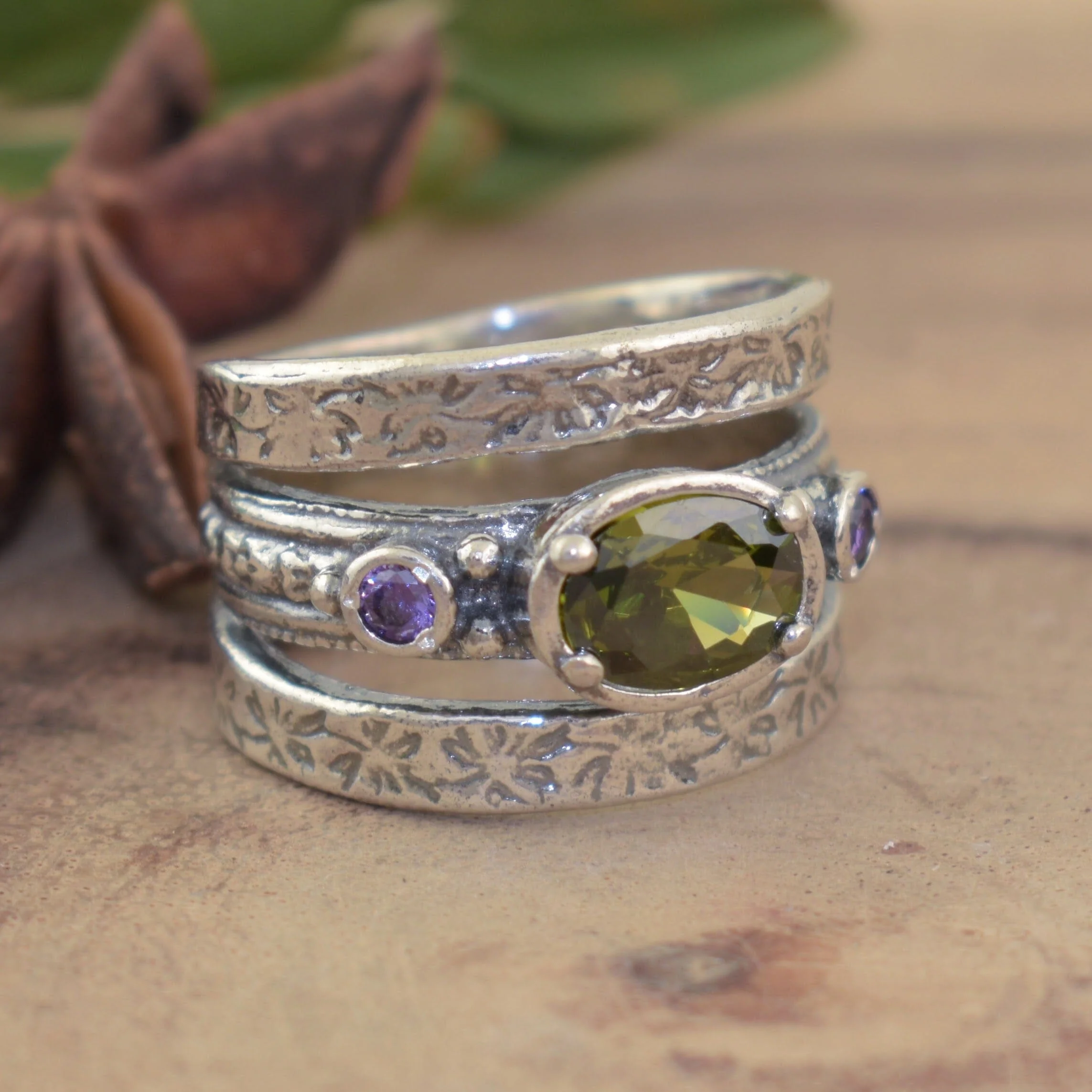 Olive and Orchid Ring - Image 3