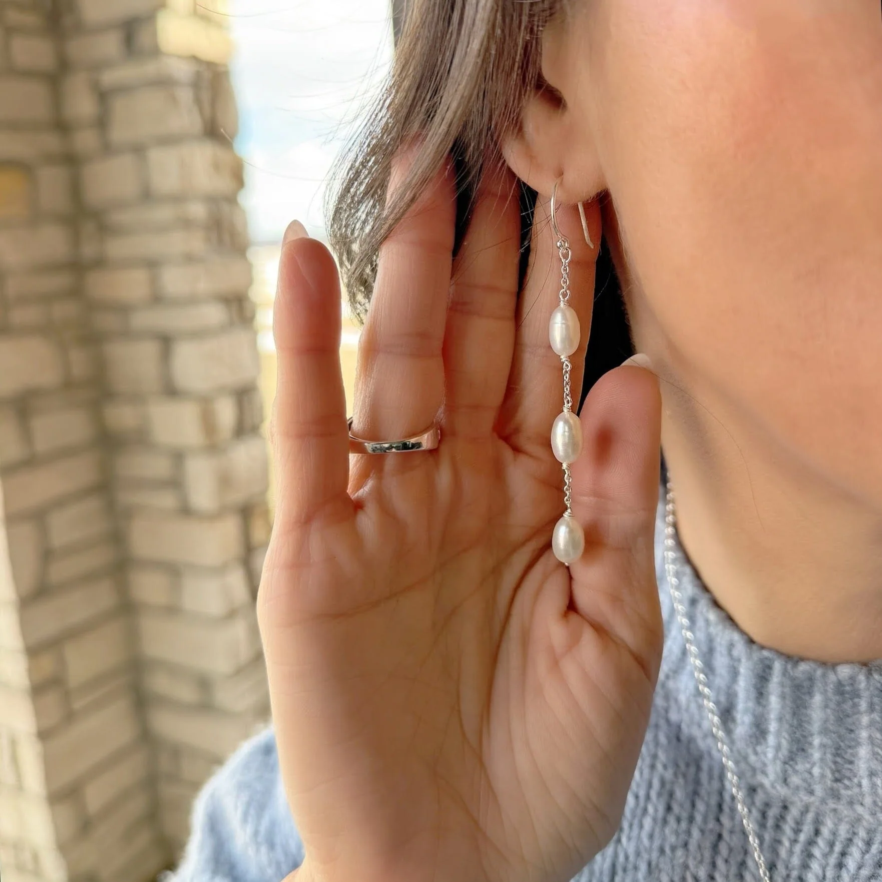 Pearl Swagger Earrings - Image 2