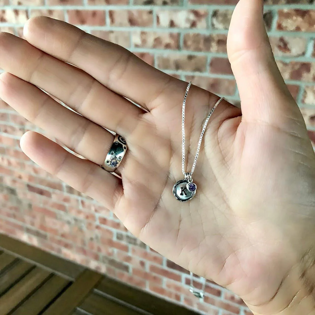 Personalized Birthstone Necklace - Silver - Image 3
