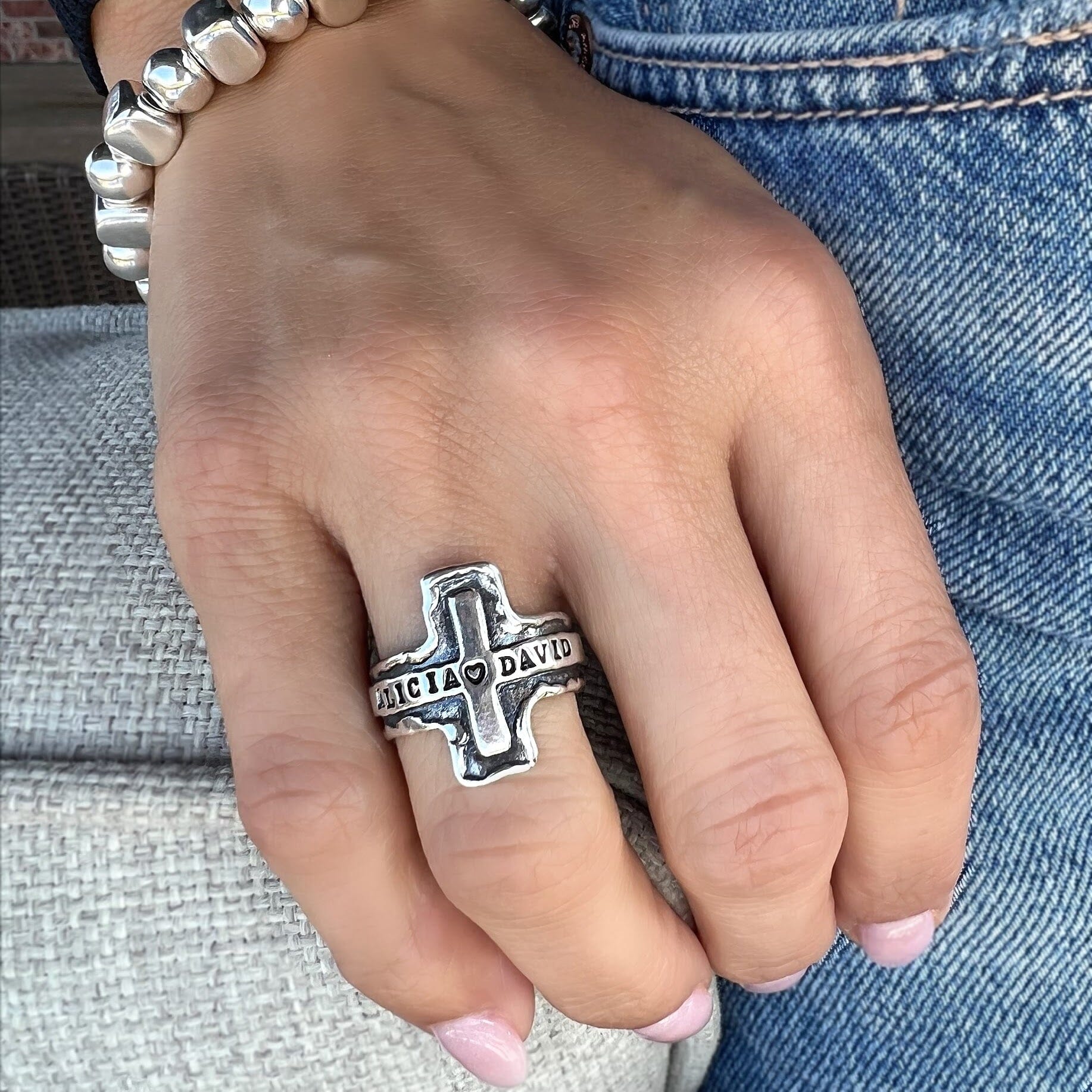 Personalized Cross Ring - Image 2