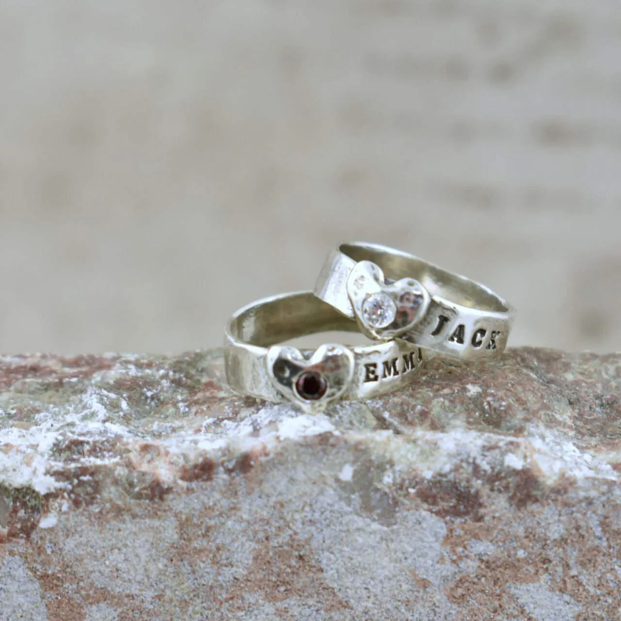 Personalized Heart Birthstone Ring - Image 3