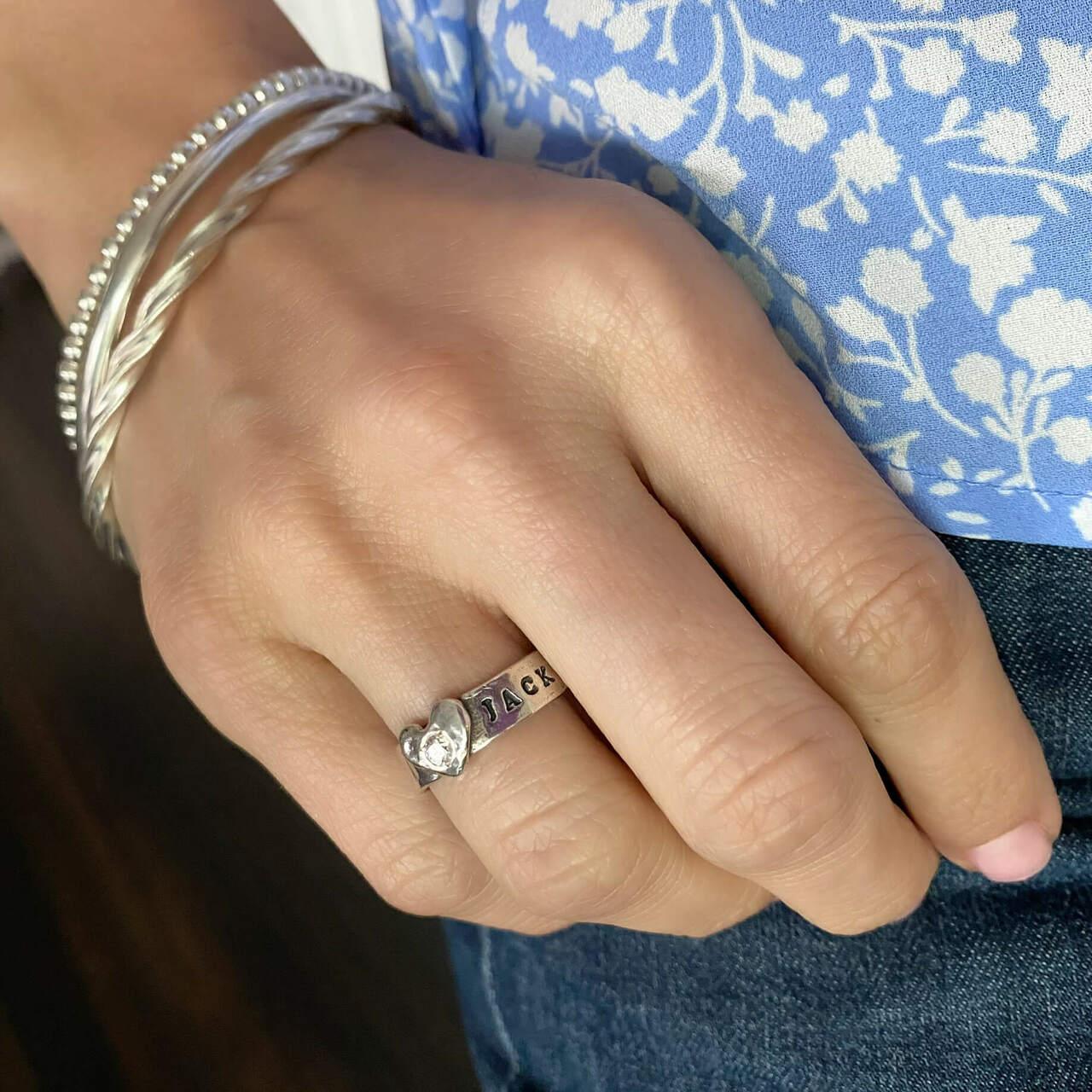 Personalized Heart Birthstone Ring - Image 7