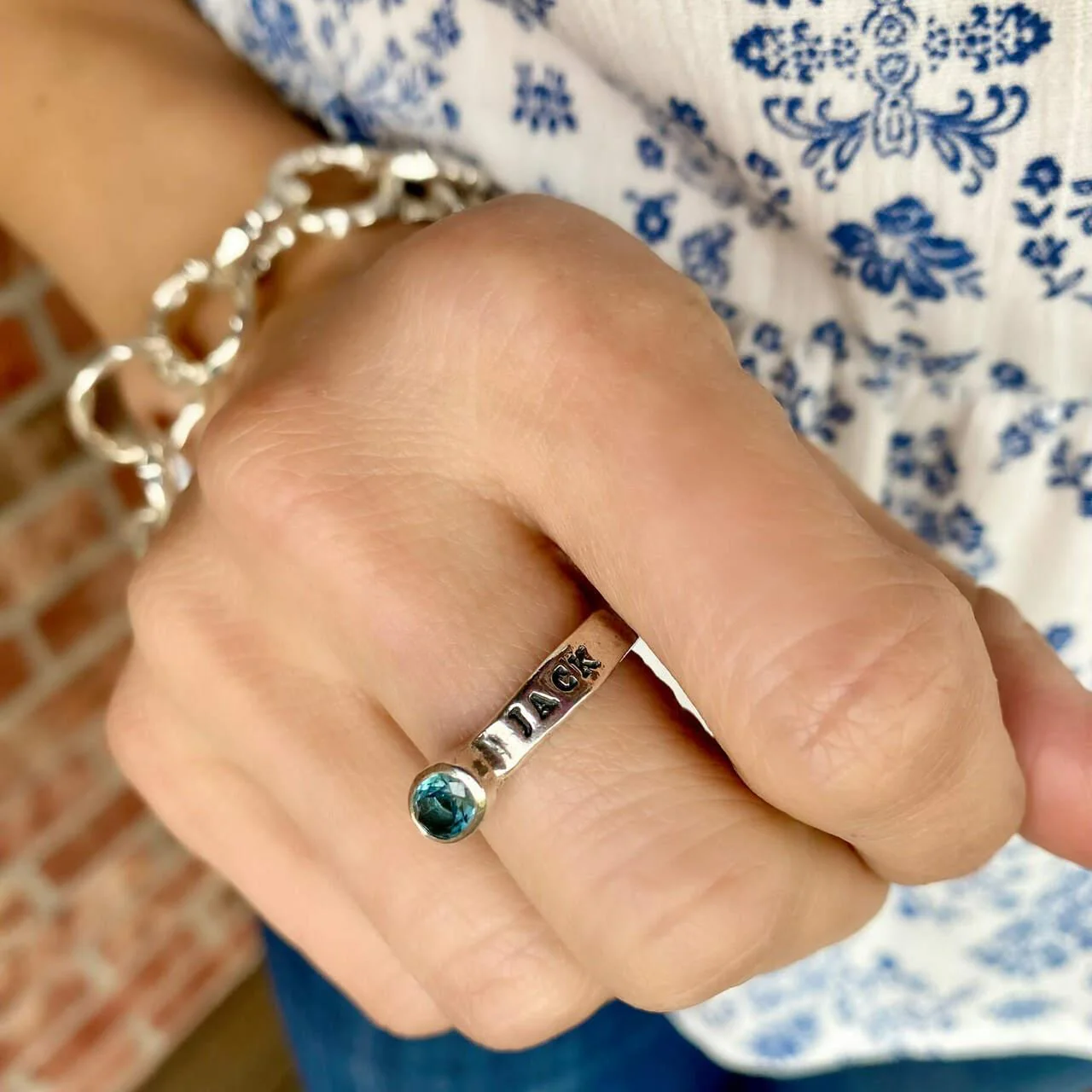 Personalized Oval Birthstone Ring - Image 5