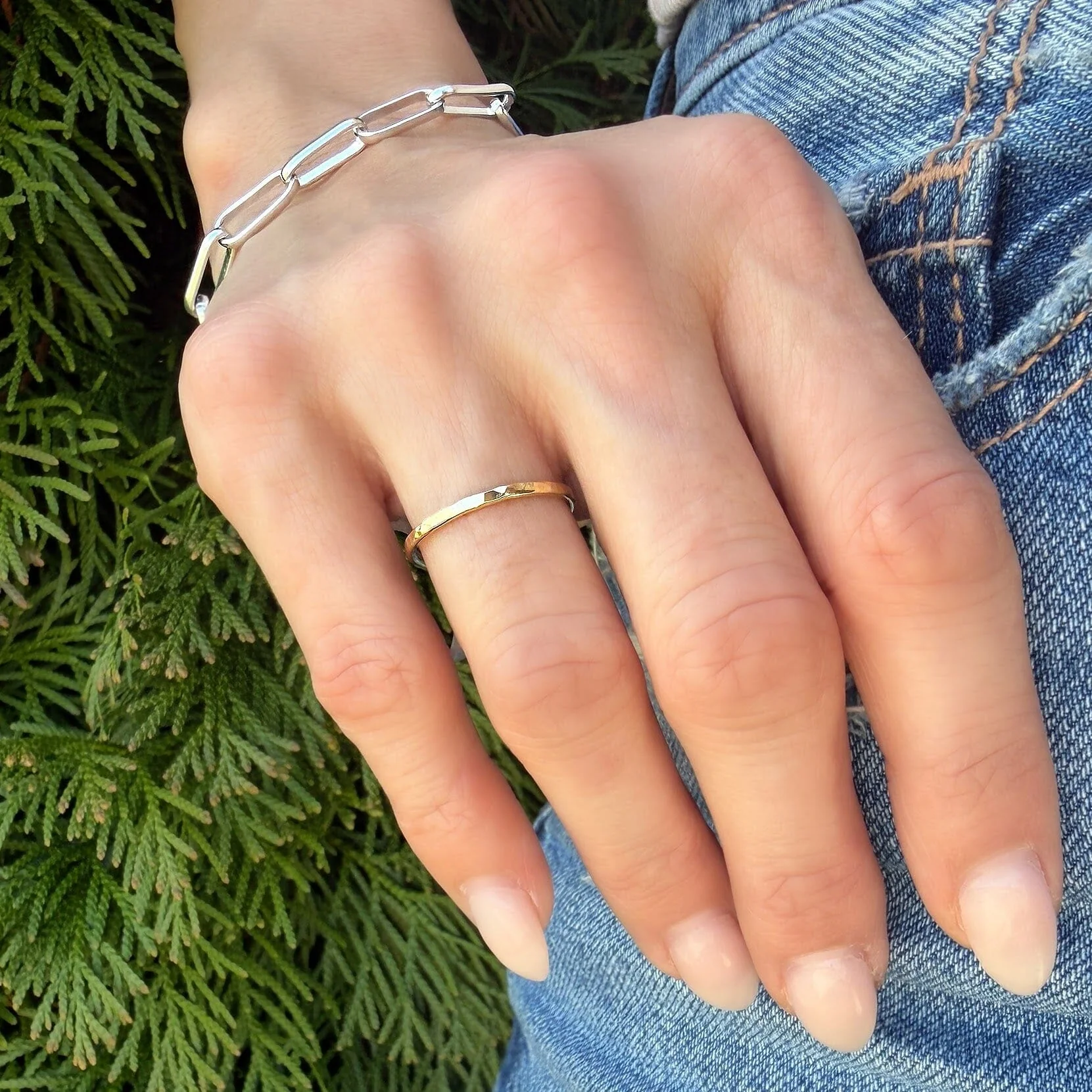 Plain Gold Stack Ring - Gold - Image 2