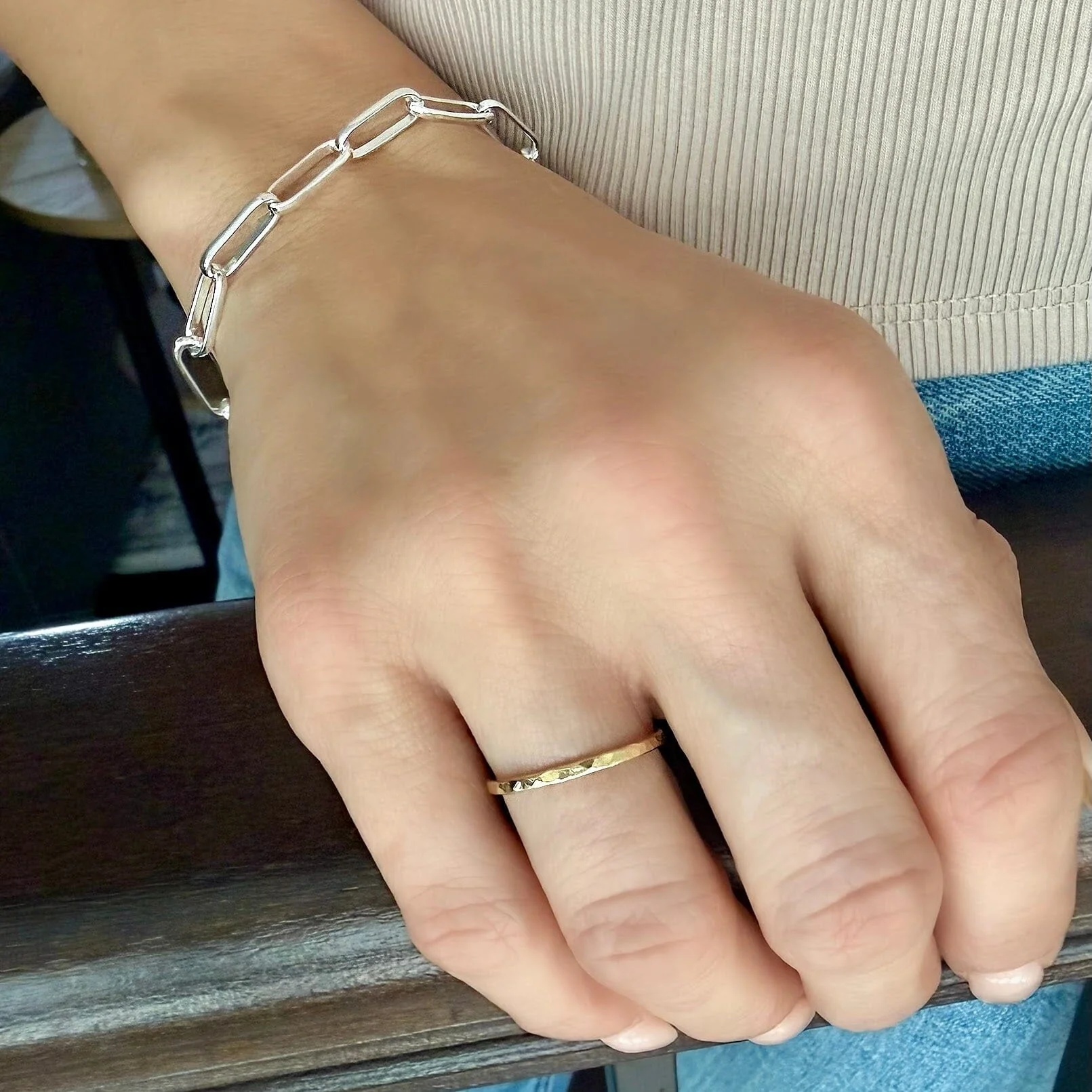 Plain Gold Stack Ring - Gold - Image 4