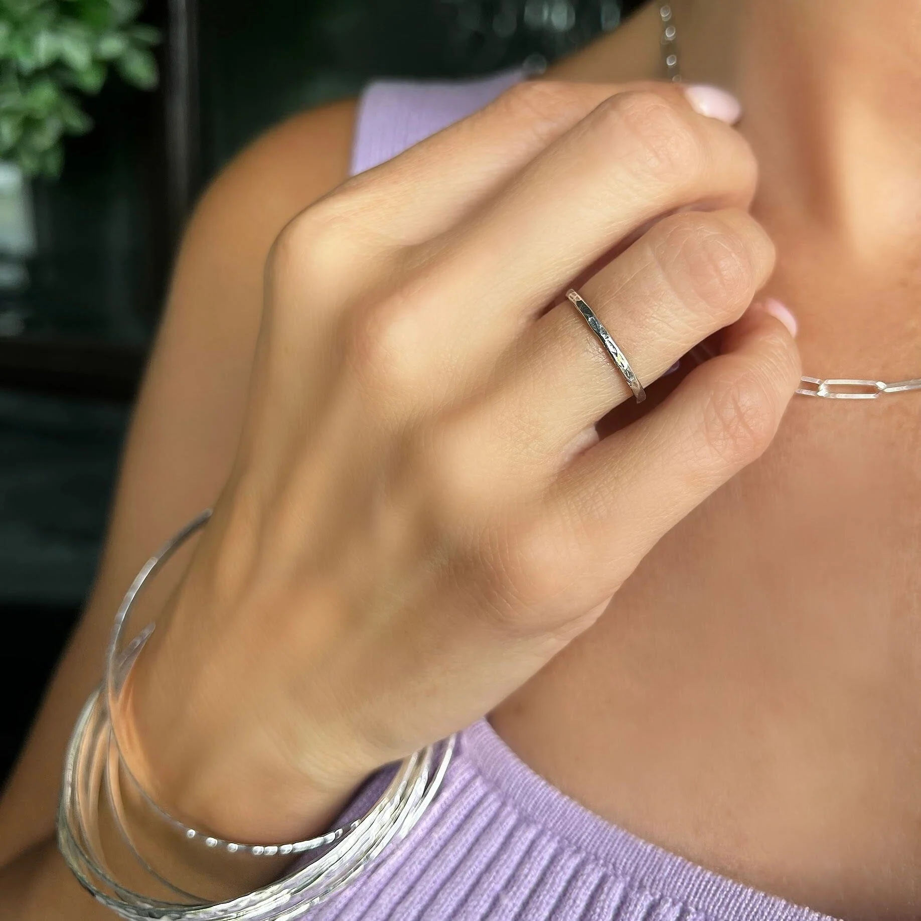 Plain Silver Stack Ring - Silver - Image 4
