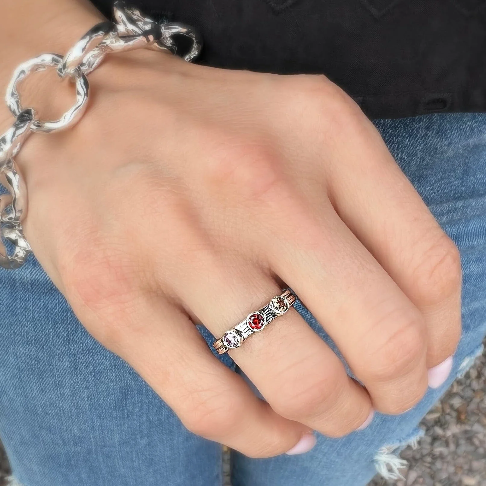 Three Stone Stack Ring - Image 3